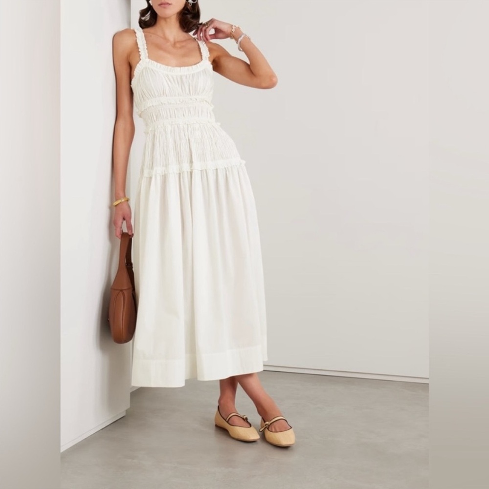 White Tiered Ruffled Midi Sundress